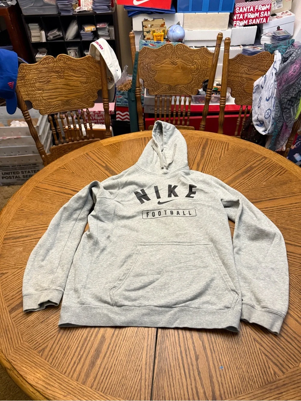 Nike Light Gray Pullover Hoodie with NIKE FOOTBALL Graphic